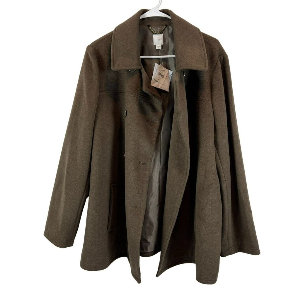 NWT J. Jill Peat Double Breasted Coat Winter Jacket Lined Wool Blend XL Beige